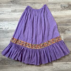 Vintage Beverly Paige Purple Maxi Skirt Cotton Embroidered Boho Festival India